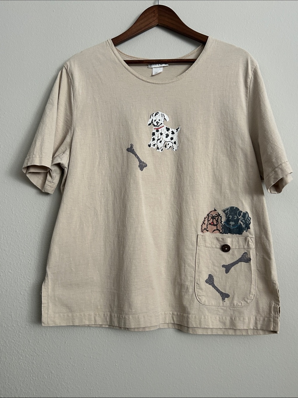 Vintage Mittu’s 100% Cotton Painted Dog Graphic Tee – Size Large